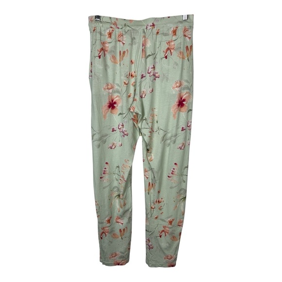 Hanro Sz S Pajama Pant/Lounge Pant Pale Green Floral Cotton/Modal - Picture 2 of 8